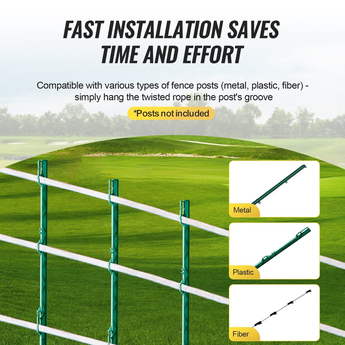 Electric Fence Tape, 1640Ft 500M Polytape Fencing Hot Wire, 3/4" Width 6 Stainless Steel Strands for Reliable Conductivity, UV & Rust Resistance, Portable Polywire for Horse Cattle Livestock