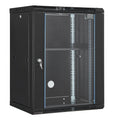 15U Wall Mount Network Cabinet, 226.8 kg Max. Ground Load Capacity, Server Rack Cabinet Enclosure with Locking Tempered Glass Door, Side Panels, Q235 Carbon Steel, for IT Equipment, A/V Devices.