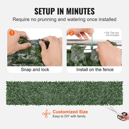 Ivy Privacy Fence, 39 x 198in Artificial Green Wall Screen, Greenery Ivy Fence with Mesh Cloth Backing and Strengthened Joint, Faux Hedges Vine Leaf Decoration for Outdoor Garden, Yard, Balcony