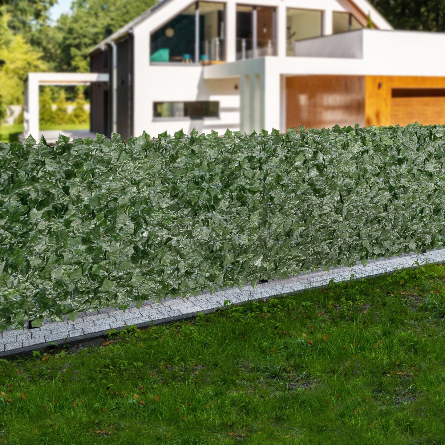 Ivy Privacy Fence, 39 x 198in Artificial Green Wall Screen, Greenery Ivy Fence with Mesh Cloth Backing and Strengthened Joint, Faux Hedges Vine Leaf Decoration for Outdoor Garden, Yard, Balcony