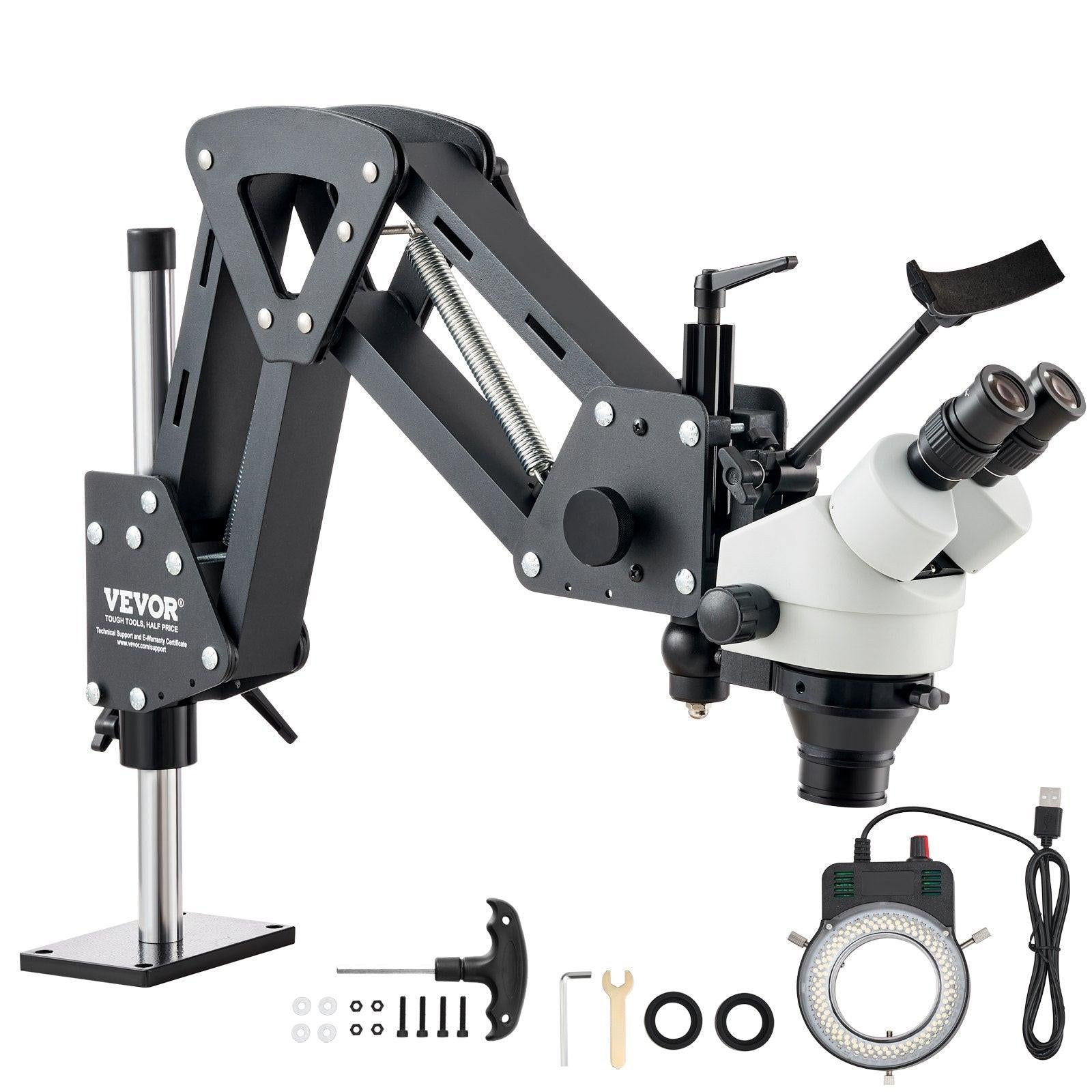 Multi-Directional Microscope with Spring Bracket, 7X-45X Magnification Jewelry Microscope, Micro Jewelry Inlaid Stand with Integrated USB Ring LED Light, Jewelers Microscope for Jewelry Inlay.