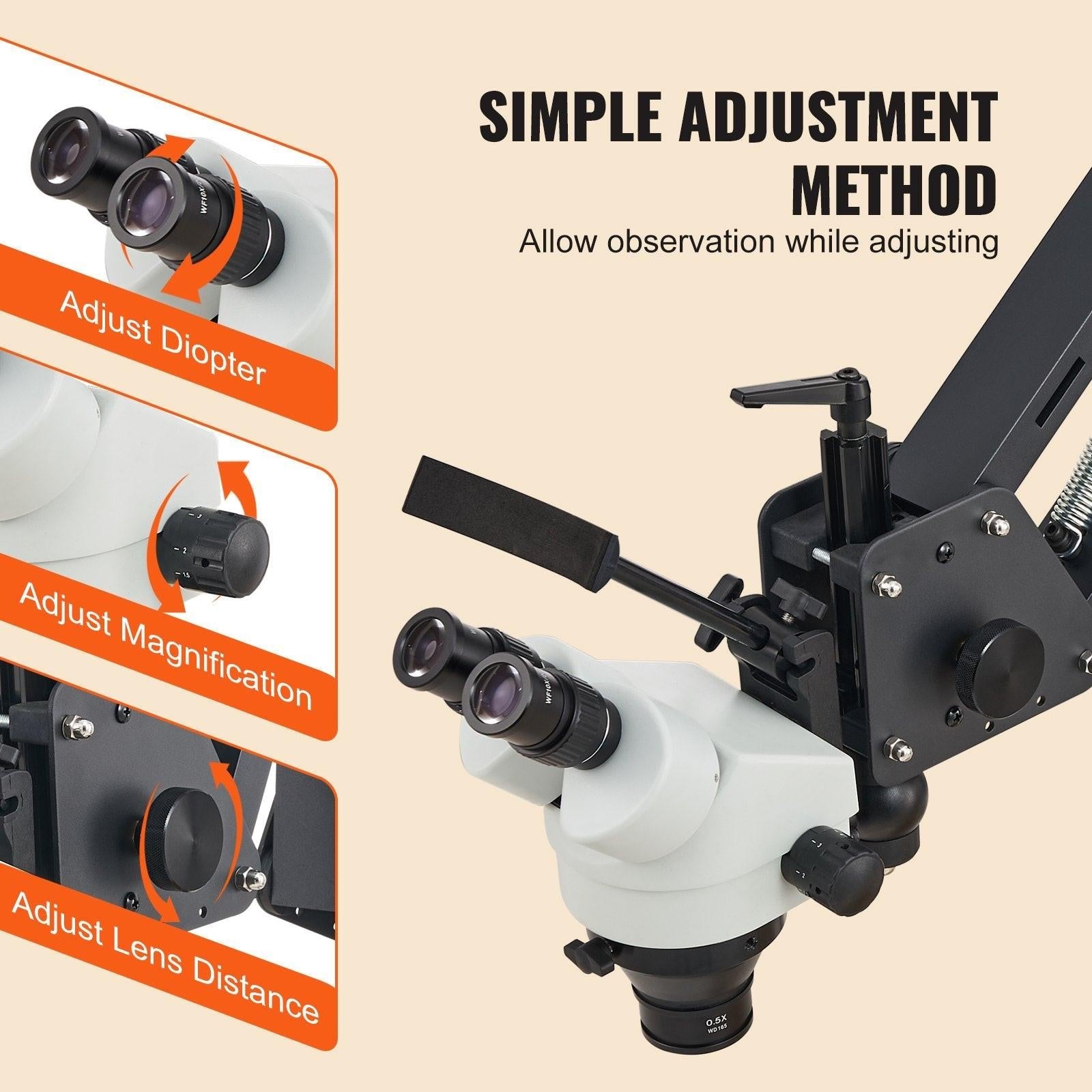 Multi-Directional Microscope with Spring Bracket, 7X-45X Magnification Jewelry Microscope, Micro Jewelry Inlaid Stand with Integrated USB Ring LED Light, Jewelers Microscope for Jewelry Inlay.