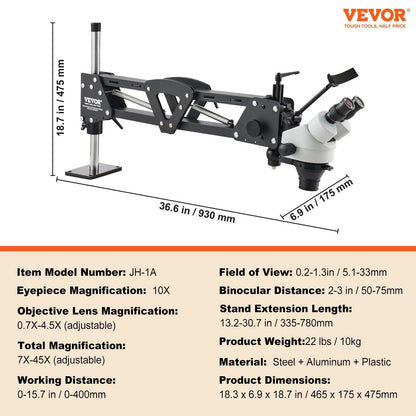 Multi-Directional Microscope with Spring Bracket, 7X-45X Magnification Jewelry Microscope, Micro Jewelry Inlaid Stand with Integrated USB Ring LED Light, Jewelers Microscope for Jewelry Inlay.