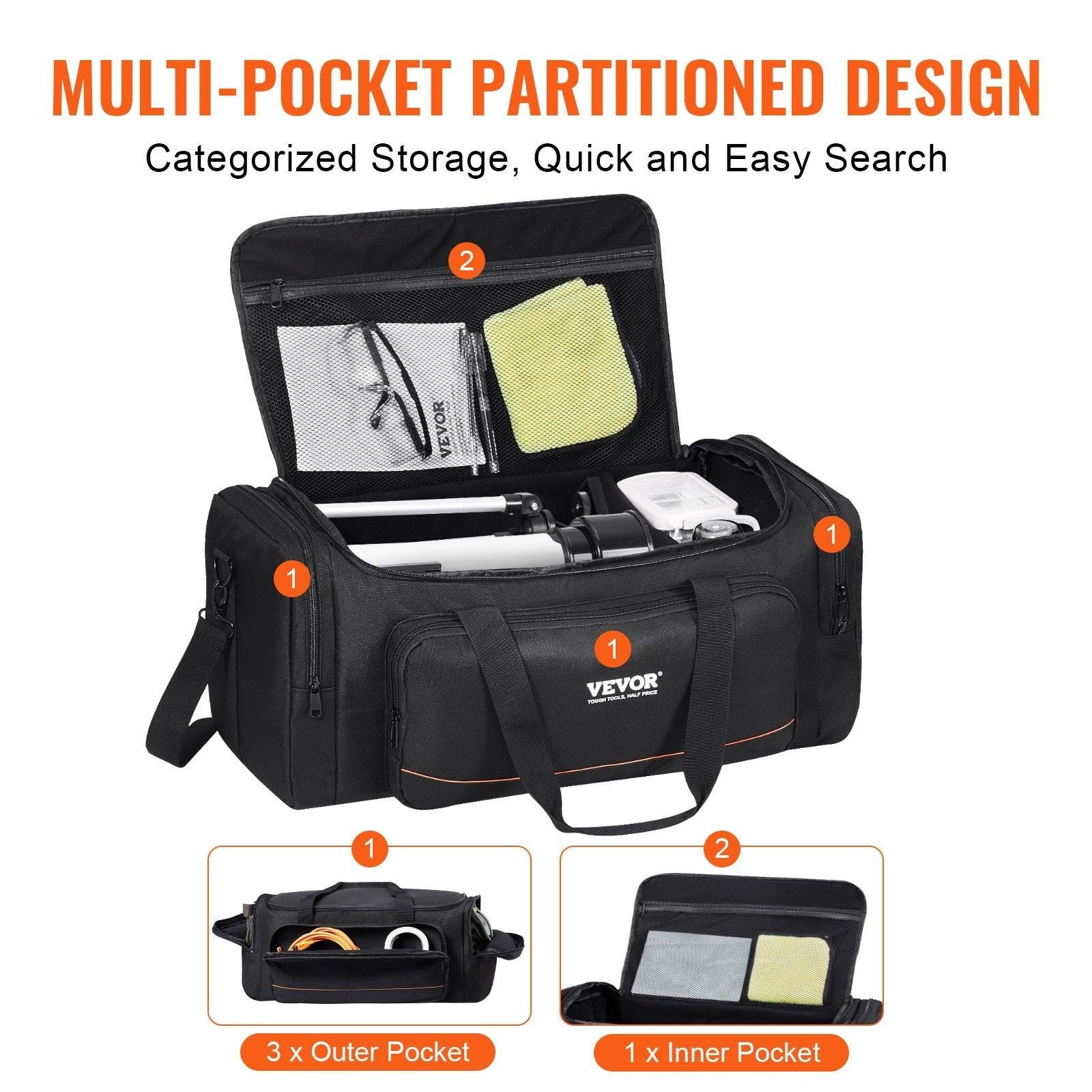 Telescope Case, 560 mm, Telescope Storage Bag with Fixed Buckles, Multi-Pocket & Detachable Divider for Telescope, Shock-Absorbent Telescope Carrying Case to Easily Secure Optical Tube & Tripod.