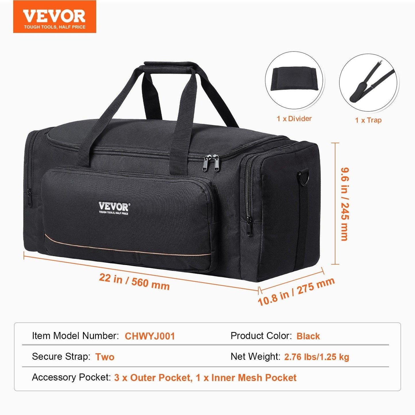 Telescope Case, 560 mm, Telescope Storage Bag with Fixed Buckles, Multi-Pocket & Detachable Divider for Telescope, Shock-Absorbent Telescope Carrying Case to Easily Secure Optical Tube & Tripod.