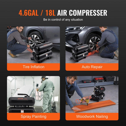 Air Compressor Compact Portable Oil Free Compressor 18L 90 PSI.