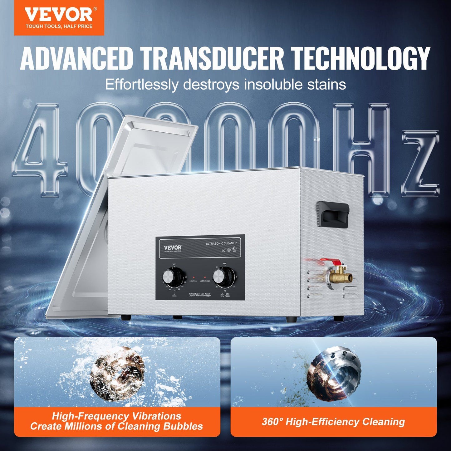 30L Ultrasonic Cleaner with Heater Timer & Basket, Professional Digital Sonic Cavitation Machine, 360W Cleaning Machine for Lab Tools, Metal Parts, Carburetor, Brass, Auto Parts, Engine Parts