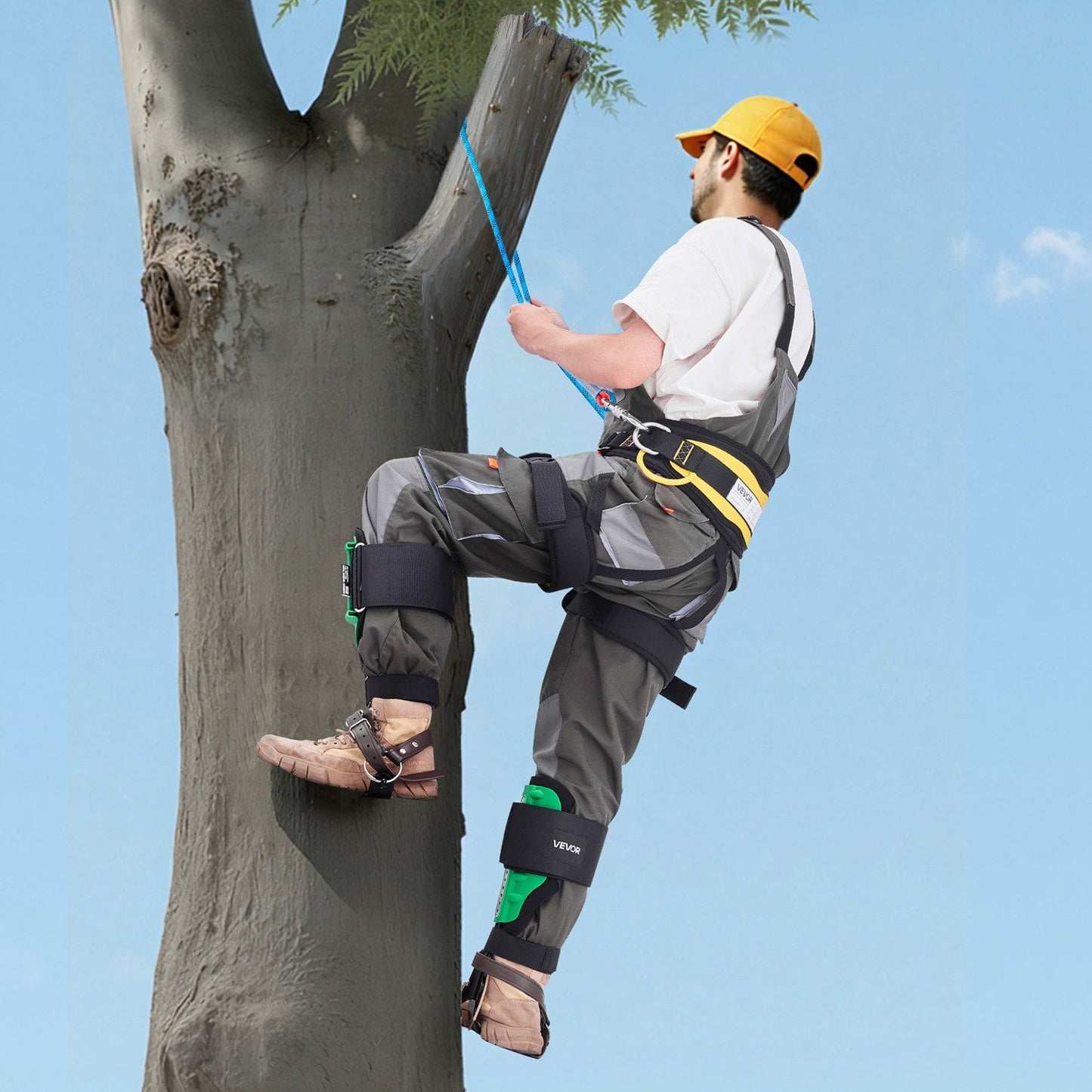 Tree Climbing Spikes Set, Height-Adjustable Tree Climbing Gear with Straps & Spike Protectors, 159 kg Load Capacity, Heavy Duty Steel Climb Spurs Arborist Equipment for Fruit Picking Hunting
