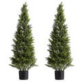 Artificial Topiary Cedar Trees, 2 Set 1219mm Faux Pine Shrubs Plants, Fake Silk Tree Look Real, Easy Assembly for Decor Front Porch Outdoor Patio Garden Balcony Backyard Indoor Office