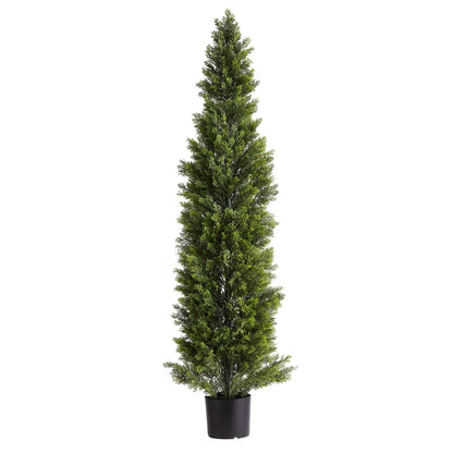 Artificial Topiary Cedar Trees, 2 Set 1524mm Faux Pine Shrubs Plants, Fake Silk Tree Look Real, Easy Assembly for Decor Front Porch Outdoor Patio Garden Balcony Backyard Indoor Office
