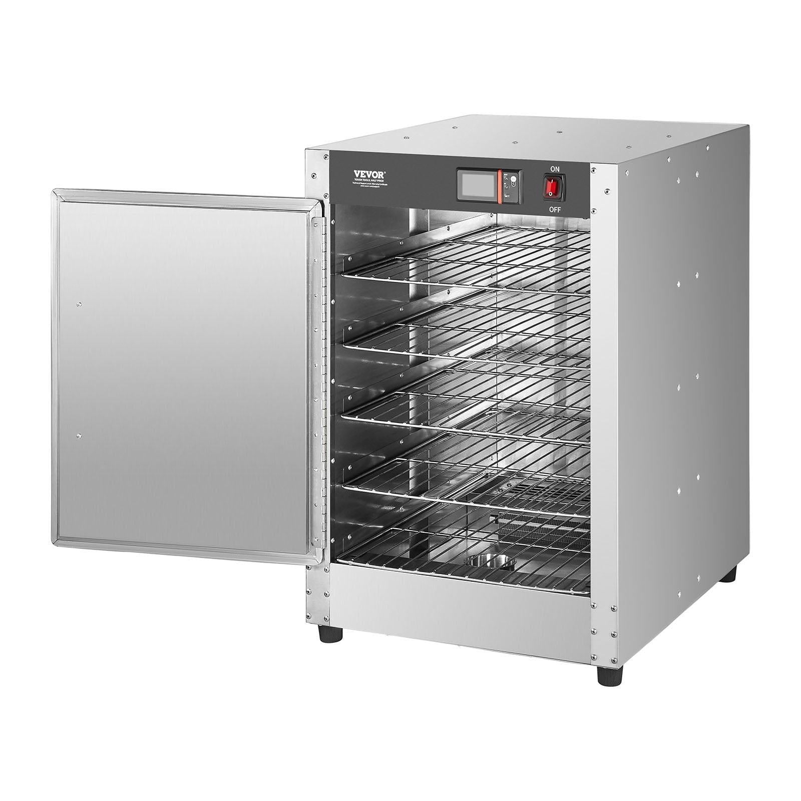 Hot Box Food Warmer, 5-Tier Concession Warmer with Water Tray, 5 Pans, Single-door and Adjustable Shelves, Stainless Steel Food Warmer Cabinet, Ideal for Storing Pizza, Chicken, Restaurant.
