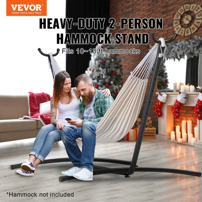 Portable Hammock Stand, 450lbs Capacity Steel Hammock Stand for 2 Person, Heavy Duty Adjustable Hooks Hammock Frame Fits 10-13 ft Hammocks, Space Saving with Carrying Bag for Outdoor or Indoor Main Image