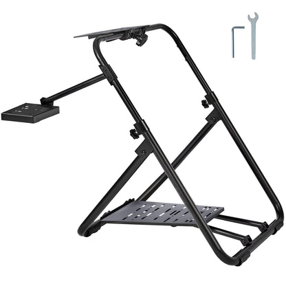 Foldable Racing Steering Wheel Stand, Height Adjustable Universal Base Compatible with Logitech & Thrustmaster Racing Wheel and Pedal, Heavy-duty Frame Standard GT/Formula Seating Portable