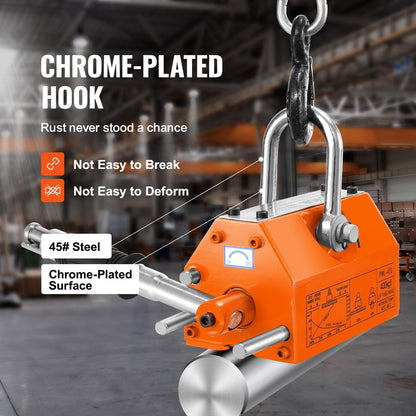 Magnetic Lifter, 400 kg/880 lbs Pulling Capacity, 2.5 Safety Factor, Neodymium & Steel, Lifting Magnet with Release, Permanent Lift Magnets, Heavy Duty Magnet for Hoist, Shop Crane, Block, Board