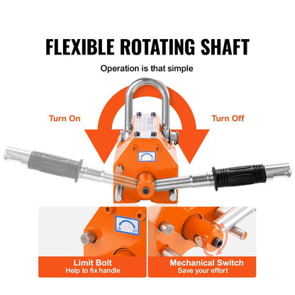 Magnetic Lifter, 400 kg/880 lbs Pulling Capacity, 2.5 Safety Factor, Neodymium & Steel, Lifting Magnet with Release, Permanent Lift Magnets, Heavy Duty Magnet for Hoist, Shop Crane, Block, Board