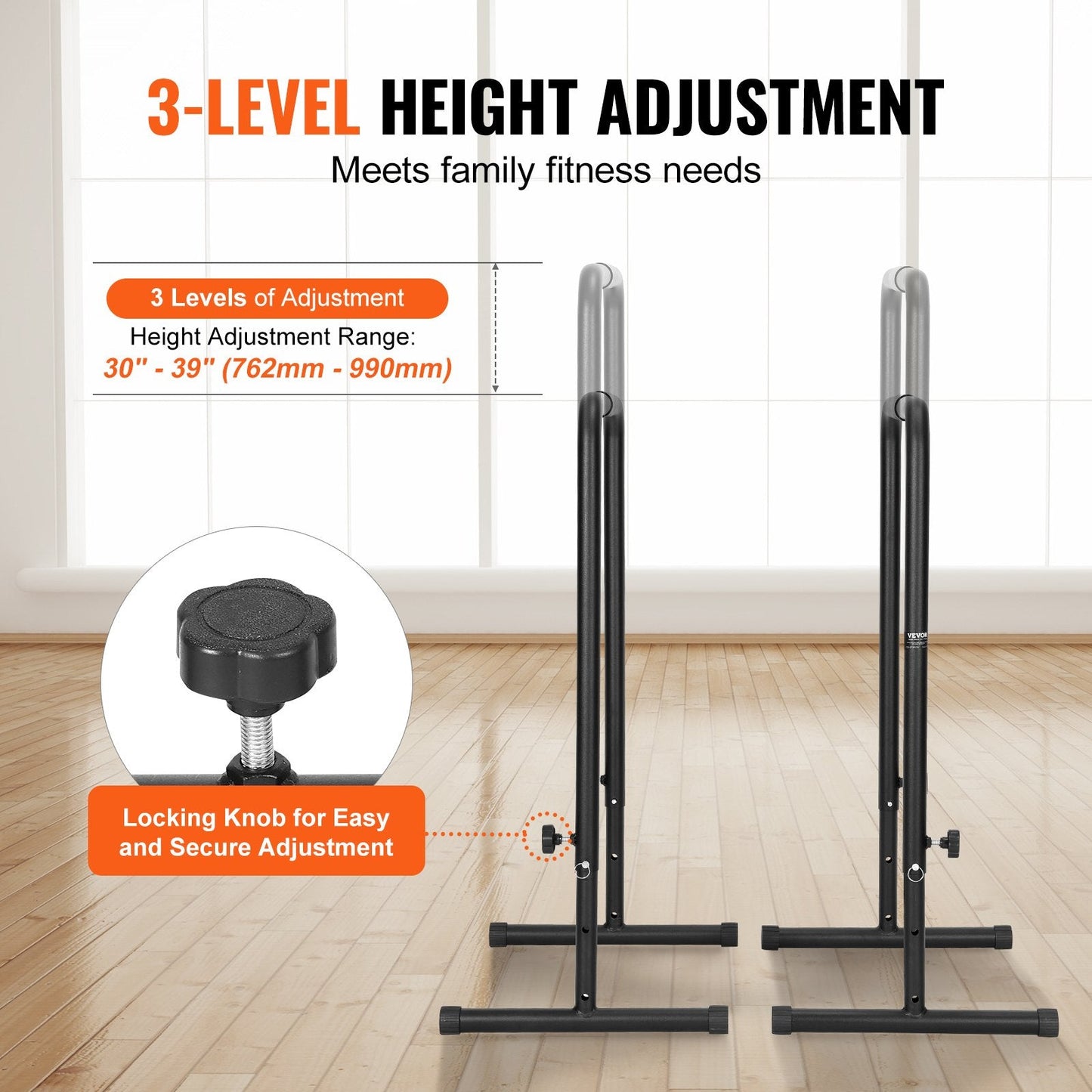 Dip Bars, 200 kg Capacity, Heave Duty Dip Stand Station with Adjustable Height, Fitness Workout Dip Bar Station Stabilizer Parallette Push Up Stand, Parallel Bars for Strength Training Home Gym.