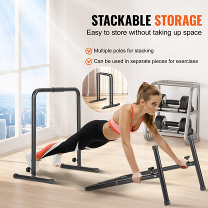 Dip Bars, 200 kg Capacity, Heave Duty Dip Stand Station with Adjustable Height, Fitness Workout Dip Bar Station Stabilizer Parallette Push Up Stand, Parallel Bars for Strength Training Home Gym.