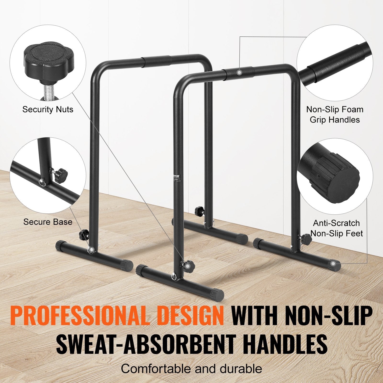 Dip Bars, 200 kg Capacity, Heave Duty Dip Stand Station with Adjustable Height, Fitness Workout Dip Bar Station Stabilizer Parallette Push Up Stand, Parallel Bars for Strength Training Home Gym.