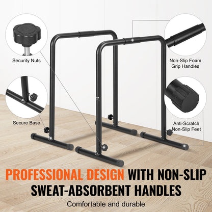 Dip Bars, 200 kg Capacity, Heave Duty Dip Stand Station with Adjustable Height, Fitness Workout Dip Bar Station Stabilizer Parallette Push Up Stand, Parallel Bars for Strength Training Home Gym.