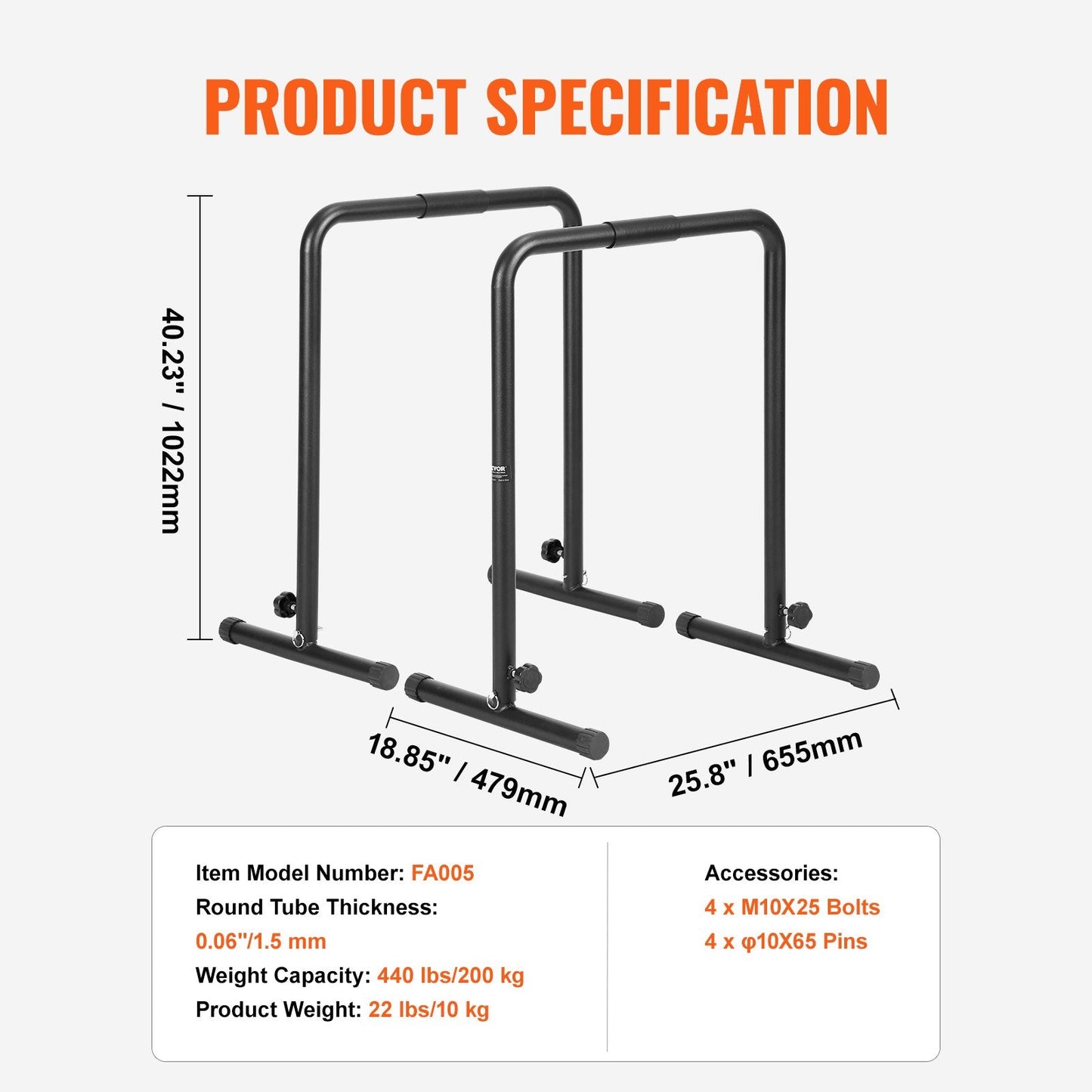 Dip Bars, 200 kg Capacity, Heave Duty Dip Stand Station with Adjustable Height, Fitness Workout Dip Bar Station Stabilizer Parallette Push Up Stand, Parallel Bars for Strength Training Home Gym.