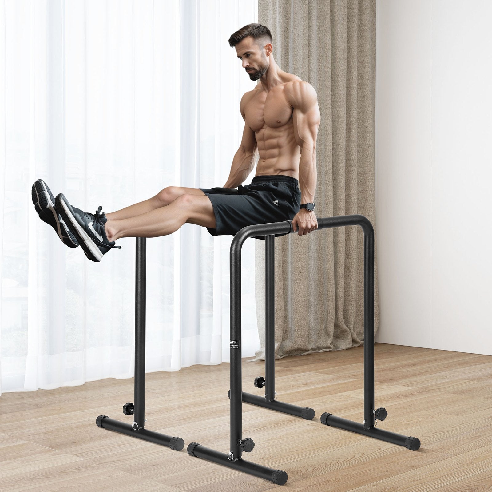 Dip Bars, 200 kg Capacity, Heave Duty Dip Stand Station with Adjustable Height, Fitness Workout Dip Bar Station Stabilizer Parallette Push Up Stand, Parallel Bars for Strength Training Home Gym.