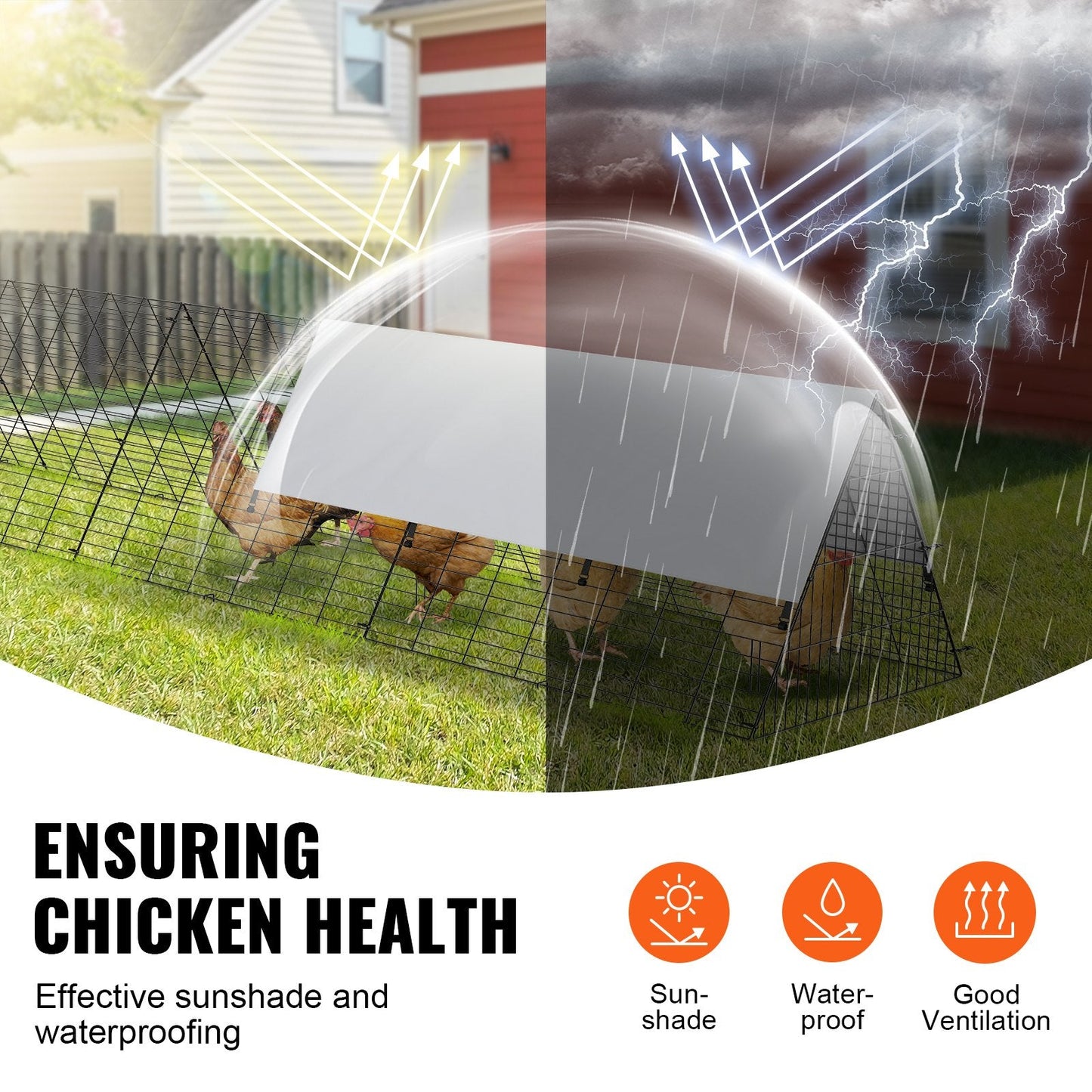 Chicken Tunnels, 400x100x61.5 cm(LxWxH) Chicken Tunnels for Yard, Portable Chicken Tunnels for Outside with Corner Frames, Chicken Coop Run, Suitable for Chickens, Ducks, Rabbits