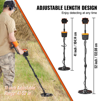 Metal Detector for Adults&Kids, 250mm, Professional Adjustable Higher Accuracy Gold Detector, IP68 Waterproof Coil with LCD Display 7 Modes Advanced DSP Chip, for Detecting Gold Treasure Hunting.