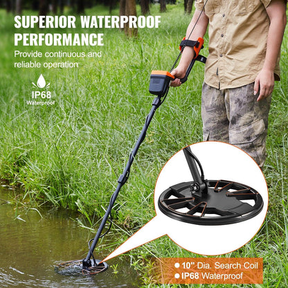 Metal Detector for Adults&Kids, 250mm, Professional Adjustable Higher Accuracy Gold Detector, IP68 Waterproof Coil with LCD Display 7 Modes Advanced DSP Chip, for Detecting Gold Treasure Hunting.