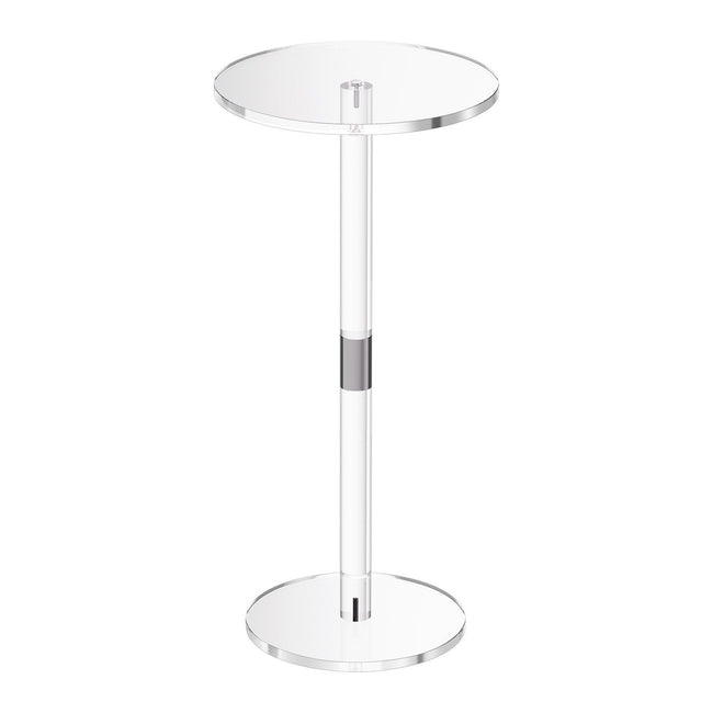 Acrylic Drink Table, Clear End Table Round Top with Solid Post, Modern Acrylic Cake Table Stand, Transparent Side Desk for Coffee, Drink, Food, Snack, Easy Assembly, 25.4 x 25.4 x 54 cm (Clear) Hover Image