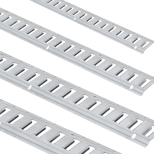 E Track Tie-Down Rail Kit, 24PCS 1524 mm E-Tracks Set Includes 8 Steel Rails & 8 O-Rings & 8 Tie-Offs with D-Ring, Versatile Trailer Securing Accessories for Cargo Motorcycles Bikes, 816 kg Load