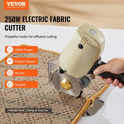 Fabric Cutter, 250W Electric Rotary Fabric Cutting Machine, 1.1" Cutting Thickness, Octagonal Knife, with Replacement Blade and Sharpening Stones, for Multi-Layer Cloth Fabric Leather.