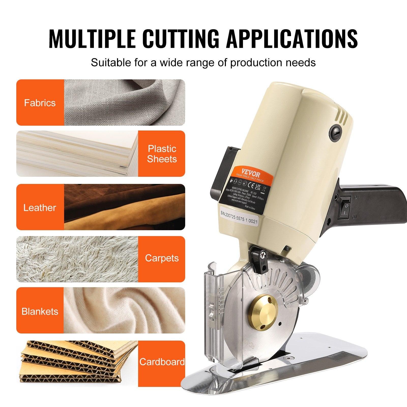 Fabric Cutter, 250W Electric Rotary Fabric Cutting Machine, 1.1" Cutting Thickness, Octagonal Knife, with Replacement Blade and Sharpening Stones, for Multi-Layer Cloth Fabric Leather.