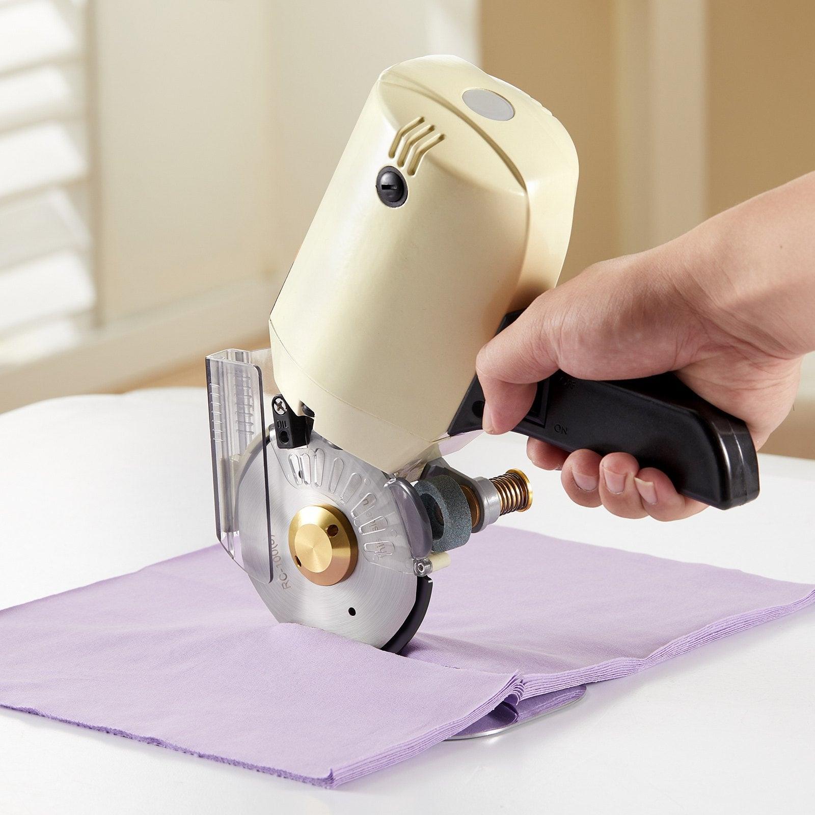 Fabric Cutter, 250W Electric Rotary Fabric Cutting Machine, 1.1" Cutting Thickness, Octagonal Knife, with Replacement Blade and Sharpening Stones, for Multi-Layer Cloth Fabric Leather.