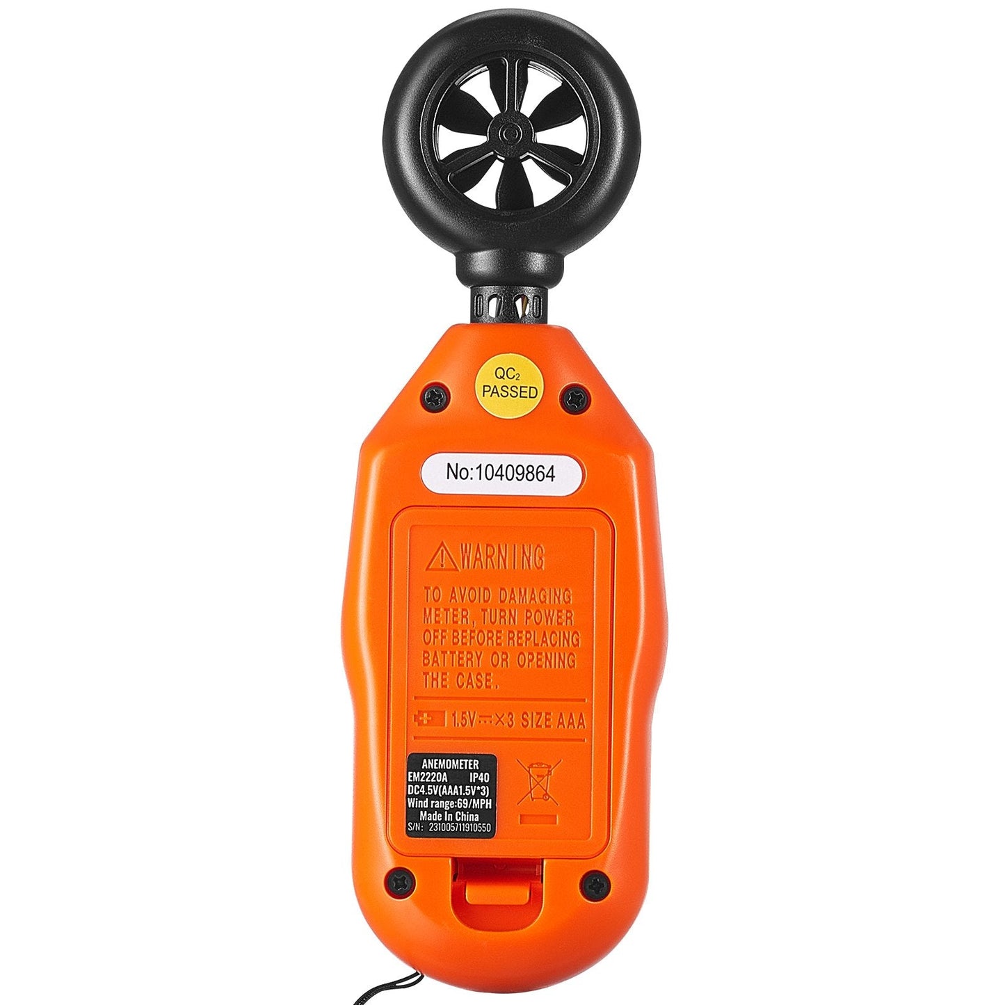 Handheld Anemometer, -10℃ to 45℃, Digital Wind Speed Meter Gauge with LED Backlight Screen, Measures Wind Velocity Wind Temperature Air Flow Wind Chill, for Sailing Surfing Drone Flying HVAC