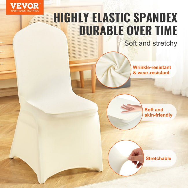 Stretch Spandex Folding Chair Covers, Universal Fitted Chair Cover, Removable Washable Protective Slipcovers, for Wedding, Holiday, Banquet, Party, Celebration, Dining (30PCS Beige) Main Image