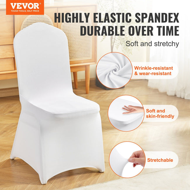 Stretch Spandex Folding Chair Covers, Universal Fitted Chair Cover, Removable Washable Protective Slipcovers, for Wedding, Holiday, Banquet, Party, Celebration, Dining (12PCS White) Main Image