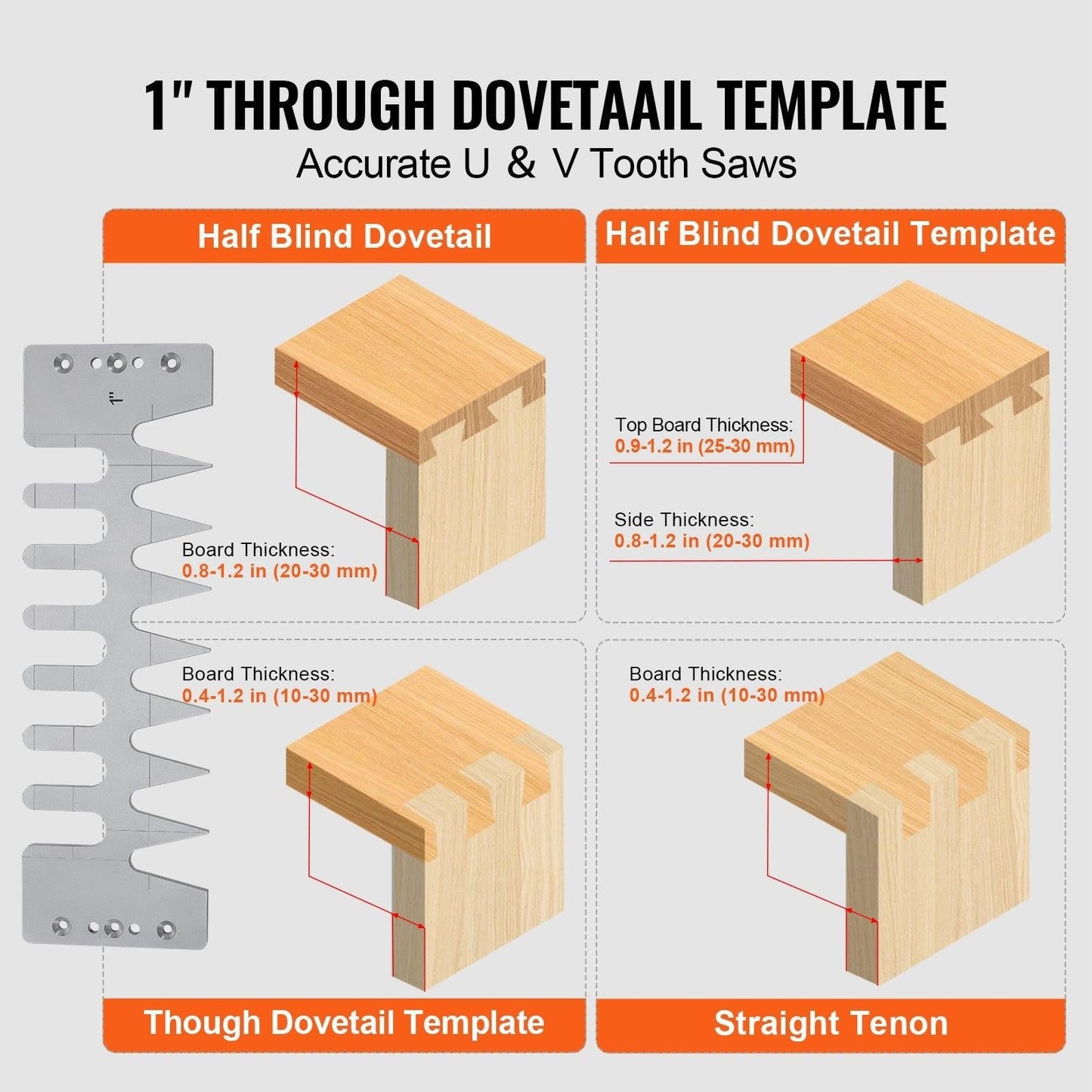 Dovetail Jig, 310 mm Width, Dove Tailing Router Jigs with 4 Router Bits & 6 Templates, Precise Alignment Dove Tail Jig, Mortise and Tenon Woodworking Tools for Furniture & Wood Cabinet Making.