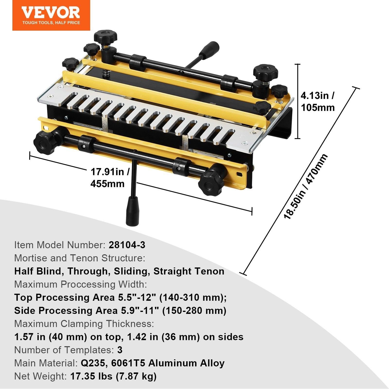 Dovetail Jig, 310 mm Width, Dove Tailing Router Jigs with 4 Router Bits & 6 Templates, Precise Alignment Dove Tail Jig, Mortise and Tenon Woodworking Tools for Furniture & Wood Cabinet Making.