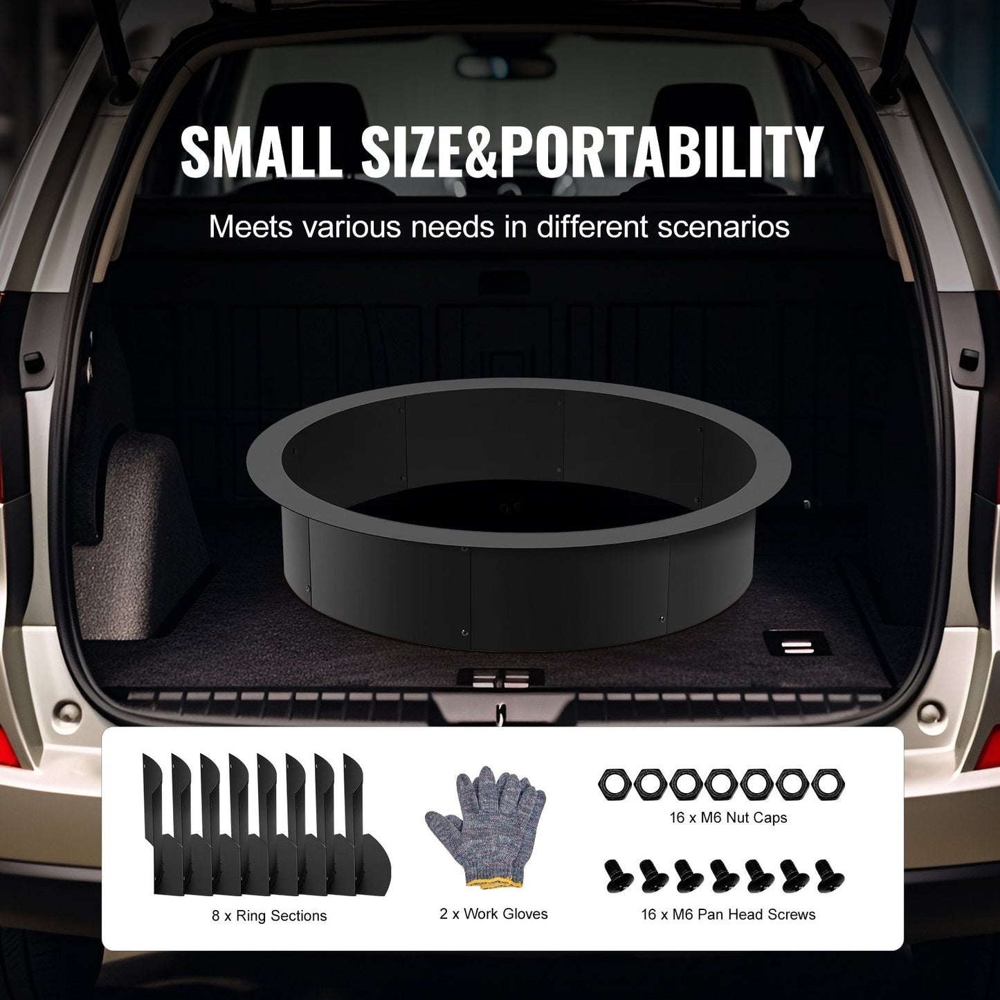 Fire Pit Ring, 40-Inch Outer/36-Inch Inner Diameter, 10inch Height 2.5mm Thick Fire Pit Insert, Heavy Duty Carbon Steel Liner DIY Campfire Ring above or In-Ground, for Outdoor Camping, Bonfires