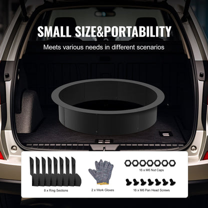 Fire Pit Ring, 40-Inch Outer/36-Inch Inner Diameter, 10inch Height 2.5mm Thick Fire Pit Insert, Heavy Duty Carbon Steel Liner DIY Campfire Ring above or In-Ground, for Outdoor Camping, Bonfires