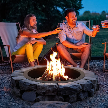 Fire Pit Ring, 40-Inch Outer/36-Inch Inner Diameter, 10inch Height 2.5mm Thick Fire Pit Insert, Heavy Duty Carbon Steel Liner DIY Campfire Ring above or In-Ground, for Outdoor Camping, Bonfires