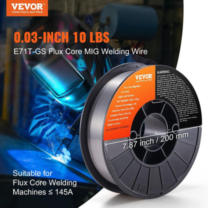 Flux Core Welding Wire, E71T-GS 0.030-inch 10LBS, Gasless Mild Steel MIG Welding Wire with Low Splatter for All Position Arc Welding and Outdoor Use.