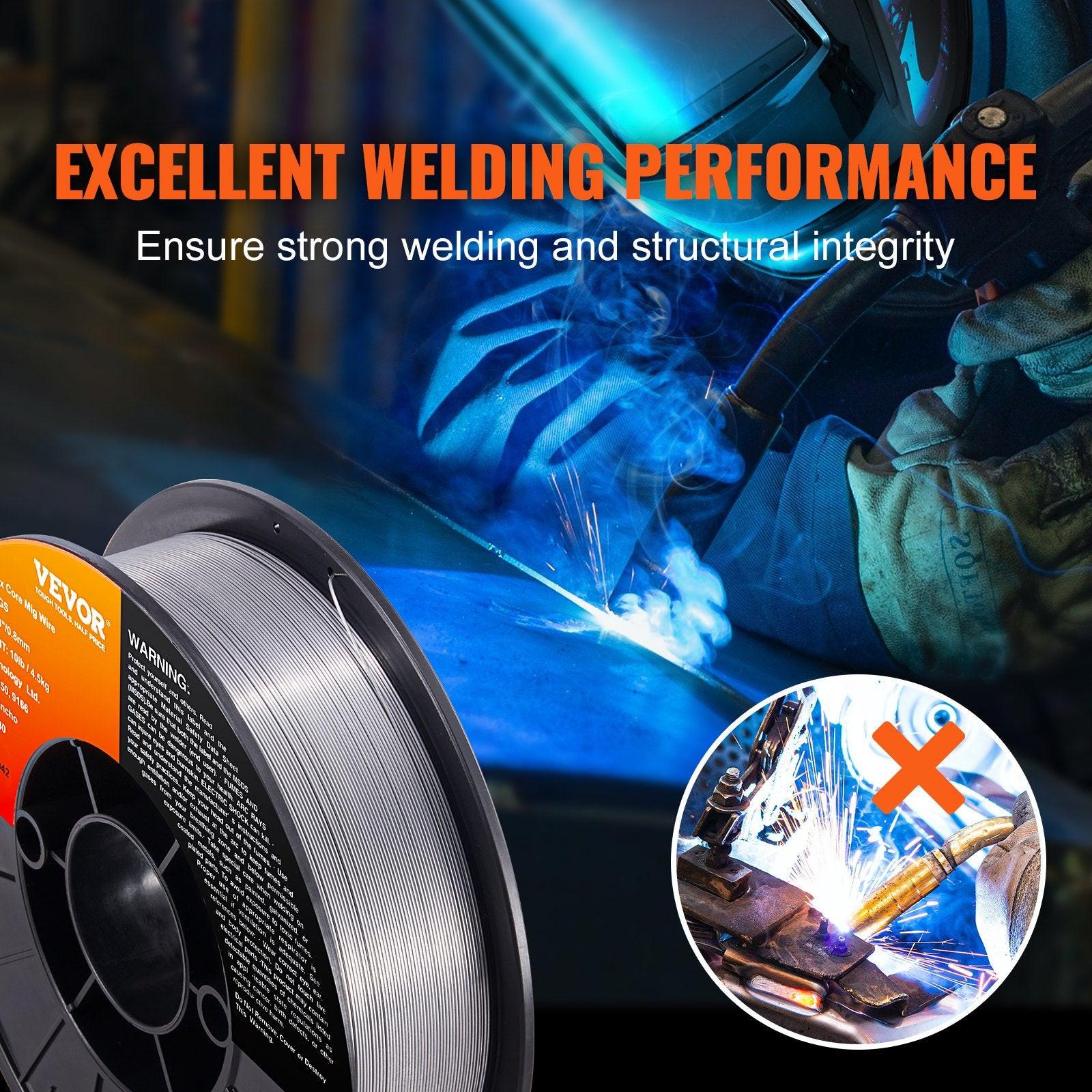 Flux Core Welding Wire, E71T-GS 0.030-inch 10LBS, Gasless Mild Steel MIG Welding Wire with Low Splatter for All Position Arc Welding and Outdoor Use.