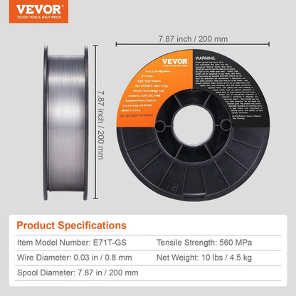 Flux Core Welding Wire, E71T-GS 0.030-inch 10LBS, Gasless Mild Steel MIG Welding Wire with Low Splatter for All Position Arc Welding and Outdoor Use.