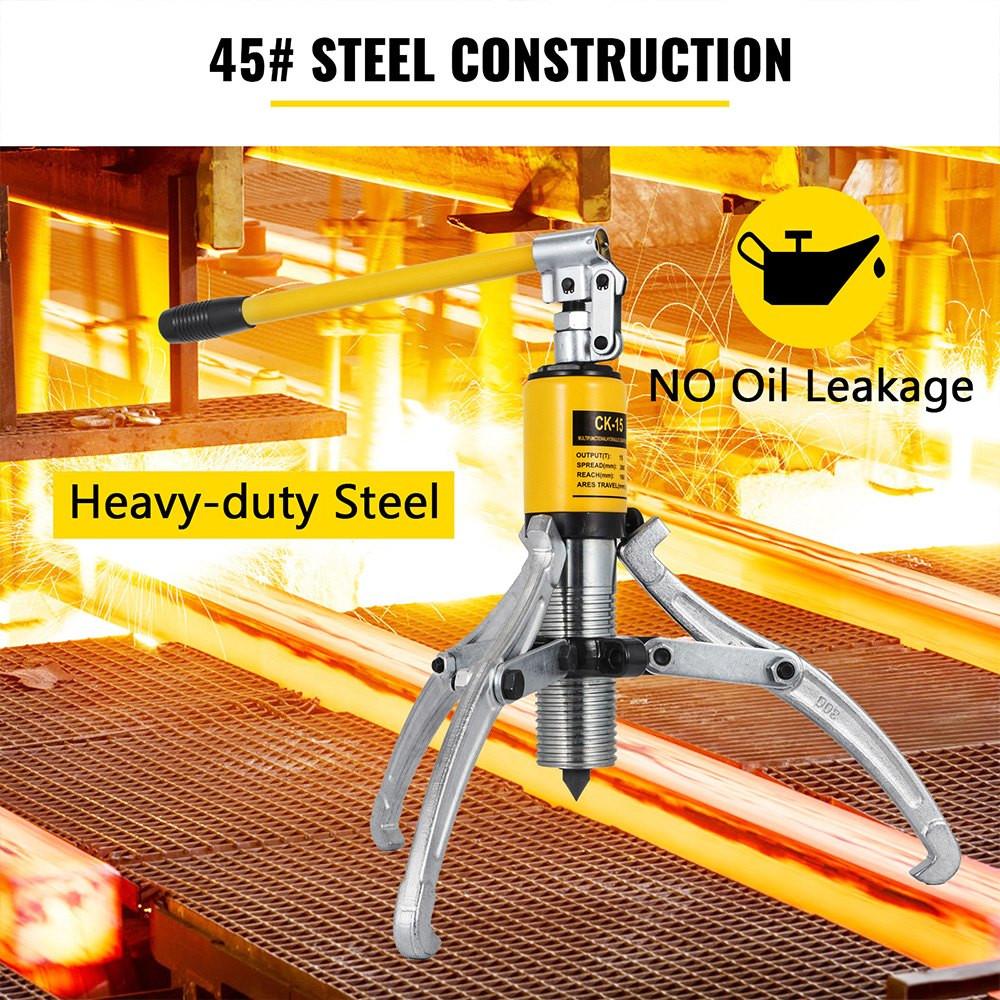 Hydraulic Gear Puller, 15 Ton Max. Capacity Hydraulic Puller, 2 or 3 Jaws Bearing Hub Separator, 3.9"- 11.8" Hydraulic Puller Separator Tool for Pulling Hubs, Flanges, Gears, Bearings.