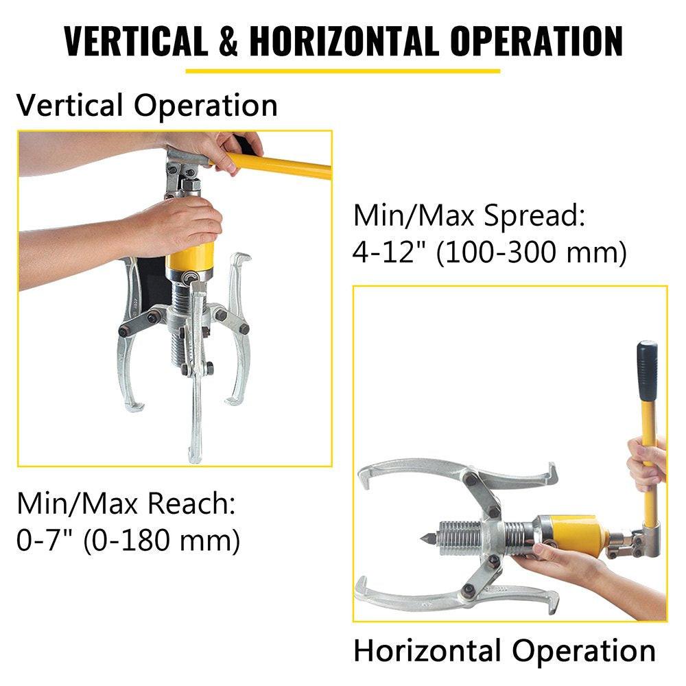 Hydraulic Gear Puller, 15 Ton Max. Capacity Hydraulic Puller, 2 or 3 Jaws Bearing Hub Separator, 3.9"- 11.8" Hydraulic Puller Separator Tool for Pulling Hubs, Flanges, Gears, Bearings.