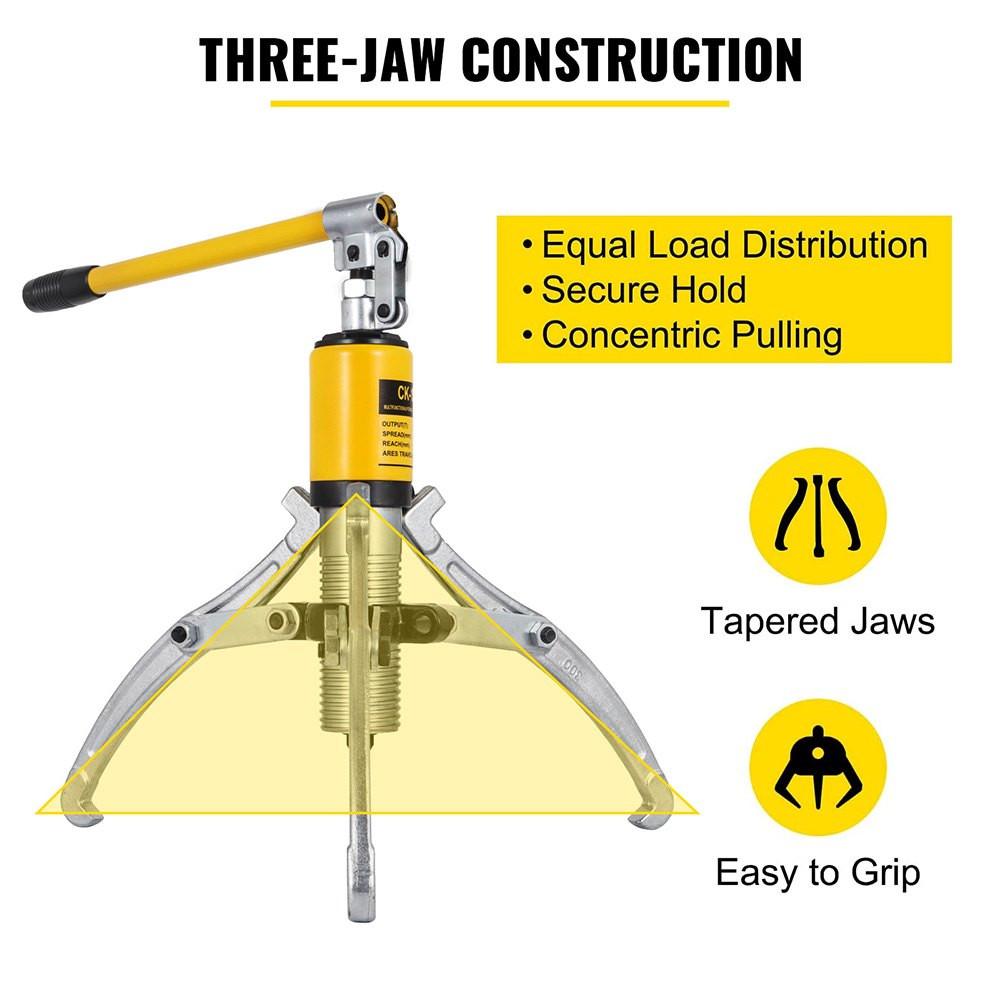 Hydraulic Gear Puller, 15 Ton Max. Capacity Hydraulic Puller, 2 or 3 Jaws Bearing Hub Separator, 3.9"- 11.8" Hydraulic Puller Separator Tool for Pulling Hubs, Flanges, Gears, Bearings.