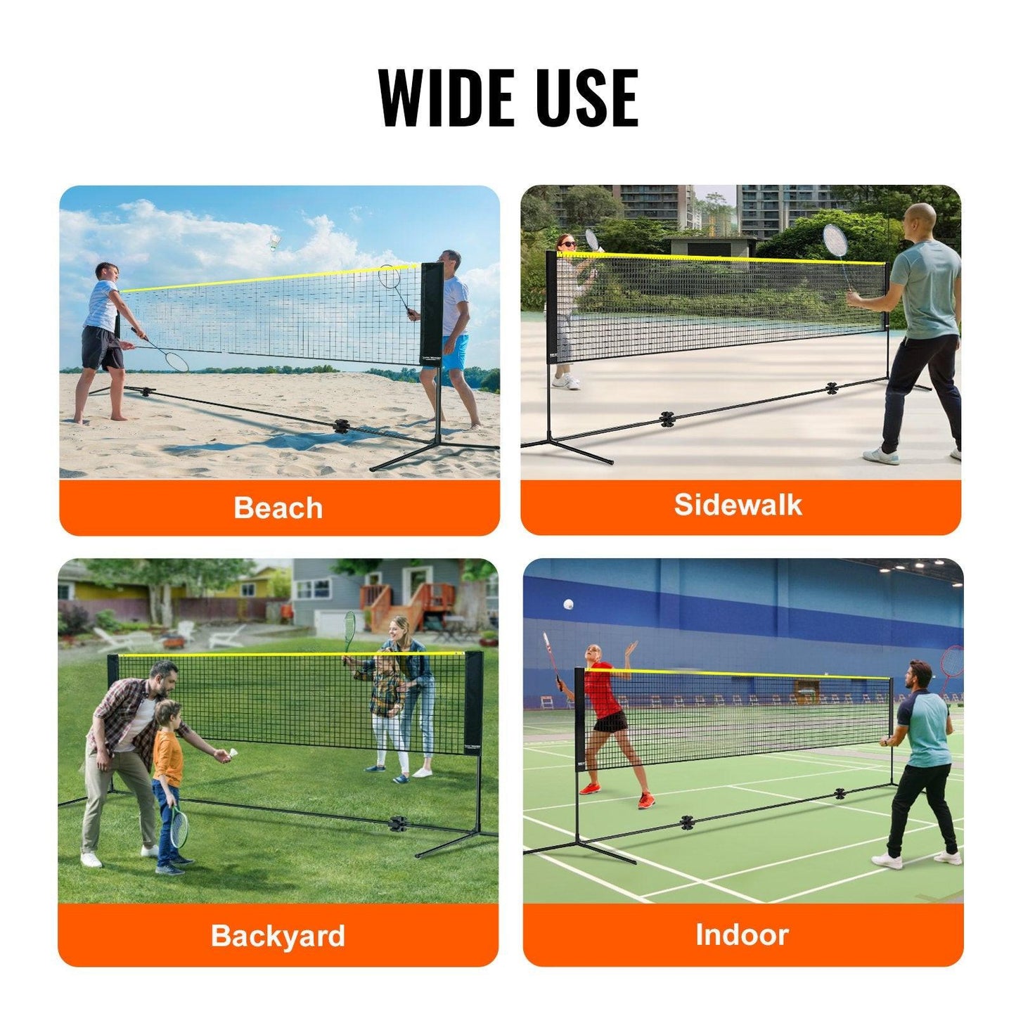 Badminton Net, Height Adjustable Volleyball Net, 17ft Wide Foldable Pickleball Net, Portable Easy Setup Tennis Net Set with Poles, Stand and Carry Bag, for Kids Backyard Game Indoor Outdoor Use.