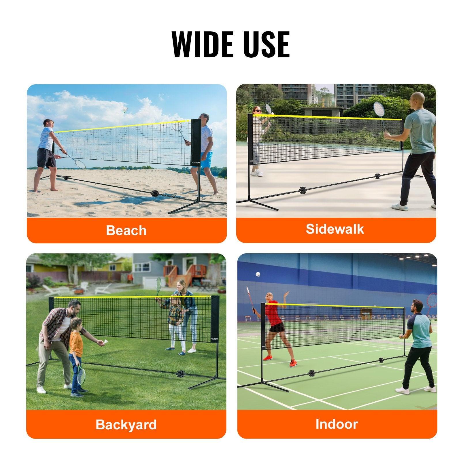 Badminton Net, Height Adjustable Volleyball Net, 17ft Wide Foldable Pickleball Net, Portable Easy Setup Tennis Net Set with Poles, Stand and Carry Bag, for Kids Backyard Game Indoor Outdoor Use.