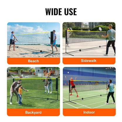 Badminton Net, Height Adjustable Volleyball Net, 17ft Wide Foldable Pickleball Net, Portable Easy Setup Tennis Net Set with Poles, Stand and Carry Bag, for Kids Backyard Game Indoor Outdoor Use.